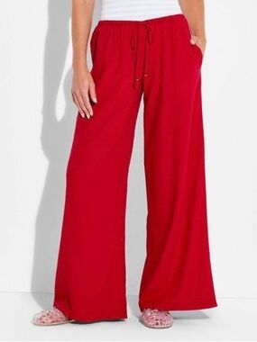 Low-Rise Wide Leg Linen Drawstring Pants NWOT-Target